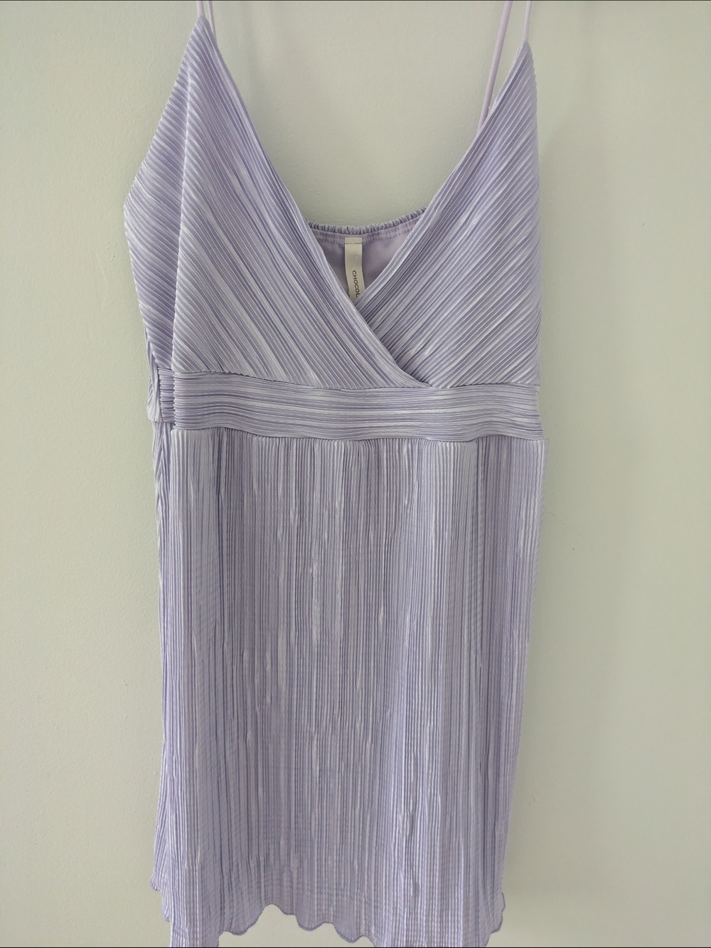 NWT Lavender Pleated Mini Dress Chocolate Size L Metallic Prom Wedding Fairycore